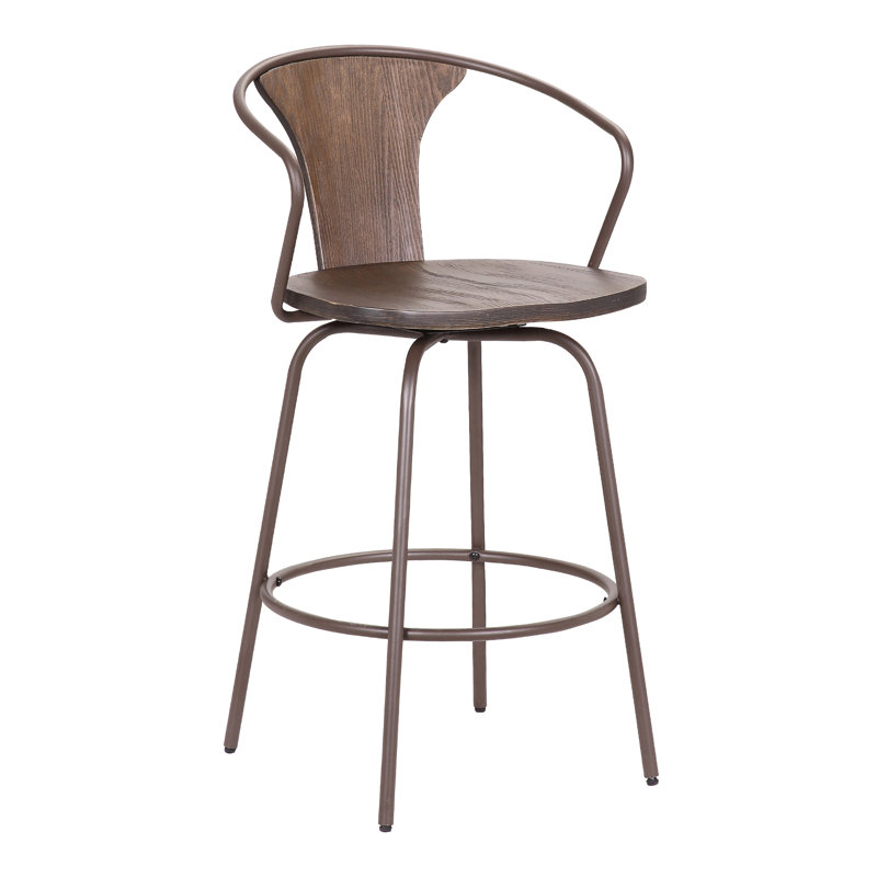 Swivel Counter Stool with Metal Frame, Brown