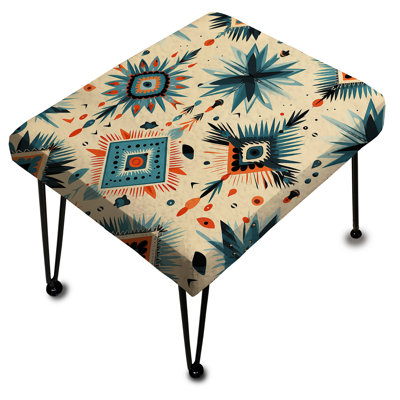 Nomadic Treasures Boho Motif I - Repose-pieds rectangulaire géométrique