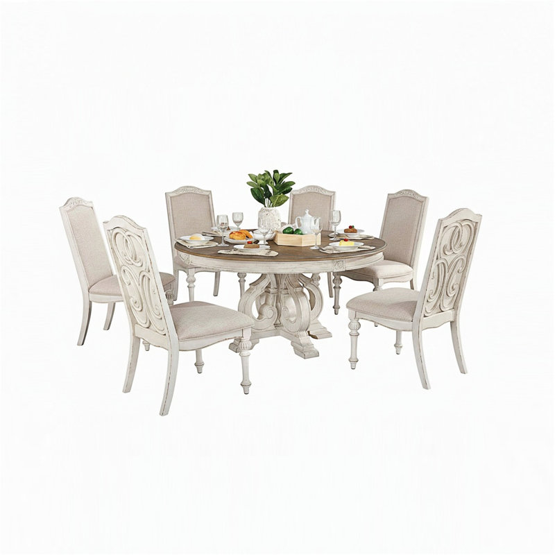 Ensemble de salle à manger 7 pièces Elegant Rustic, 7 pièces : table, 6 chaises