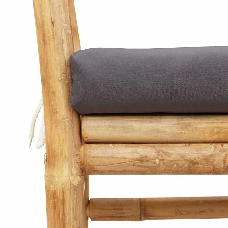 Garden Bench With Cushion 110 X 38 X 65Cm Bamboo, Gray