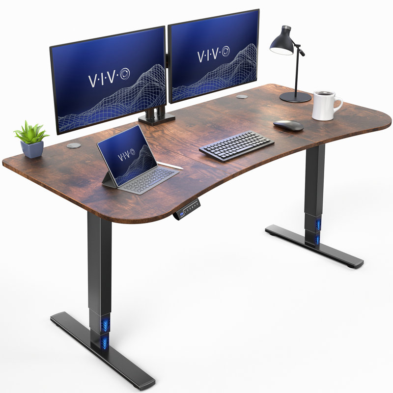 Adjustable Height Steel Standing Desk, Vintage Brown/Black