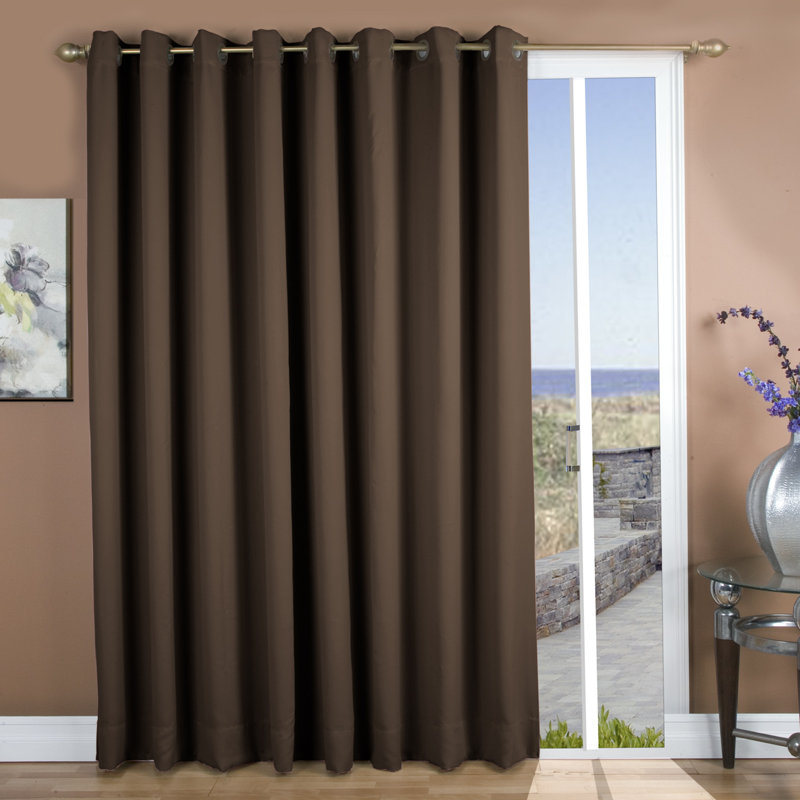 Ardelle Blackout Single Curtain Panel, 112" W x96" L, Espresso with Antique Bronze Grommets