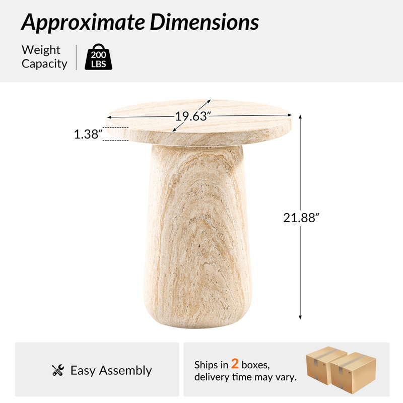 Watterson Andrea Modern Concrete Top End Table, Natural
