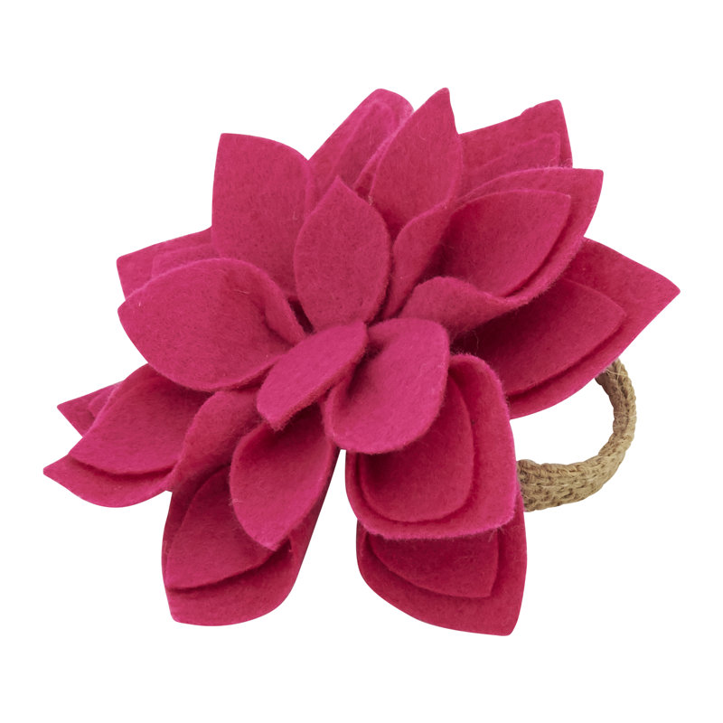Rond de serviette Felt Blossom (ensemble de 4), Fuchsia