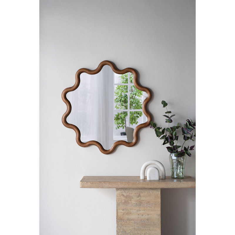 Miroir d'appoint 31 "x 30" en bois avec cadre unique
