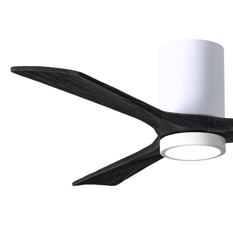 Olivier à 3 pales DEL standard avec ventilateur de plafond et ensemble d'éclairage inclus, Blanc brillant, Noir mat, 52"
