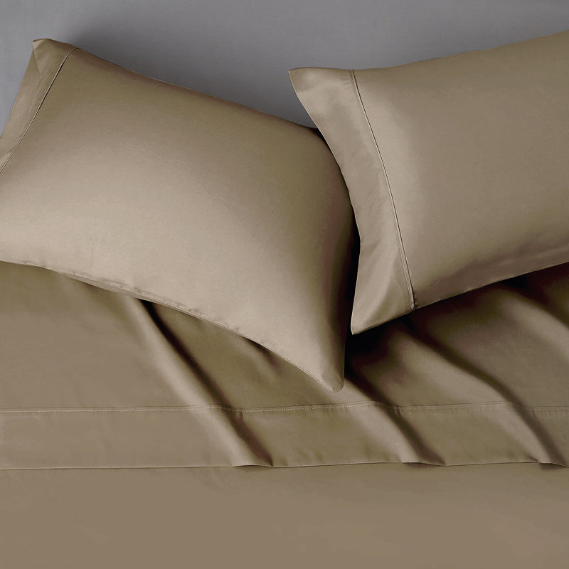 Ensemble de draps 100 % coton à fibres longues haut de gamme Milano à contexture de 1000 fils, Taupe
