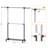 Retractable Drying Rack Steel Double Rod Adjustable Rolling Clothes Rack, 2-tier