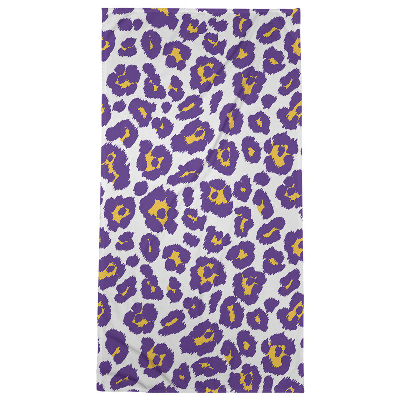 Magna Beach Towel, Microfiber, White/Gold/Purple