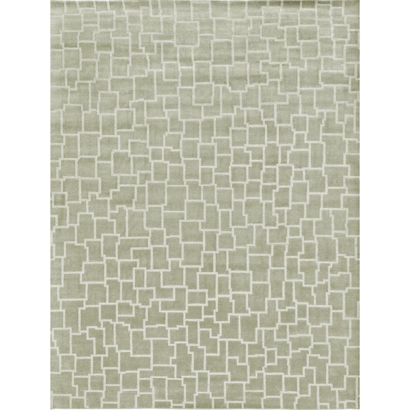 Tapis de haute qualité noué à la main pistache, Rectangle 6 pi x 9 pi