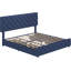 Très grande base de lit tapissier très grand avec 4 tiroirs, tête de lit capitonnée, lin, bleu-130504758-130504762