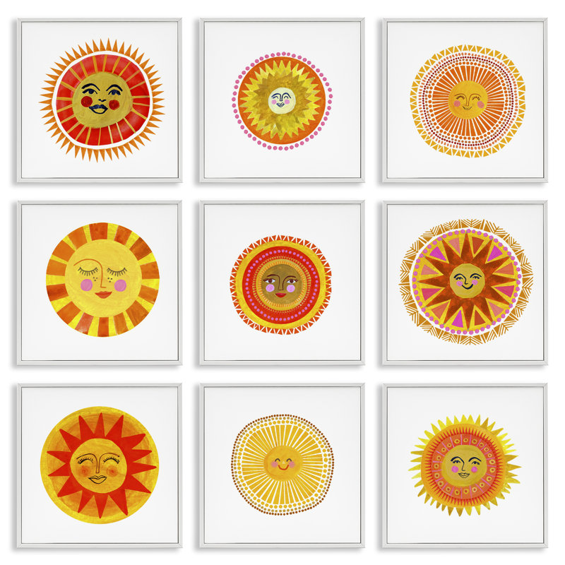 Ensemble de giclées encadrées 9 pièces, collection Warm Boho Sun, design par Katherine Herrell Studio