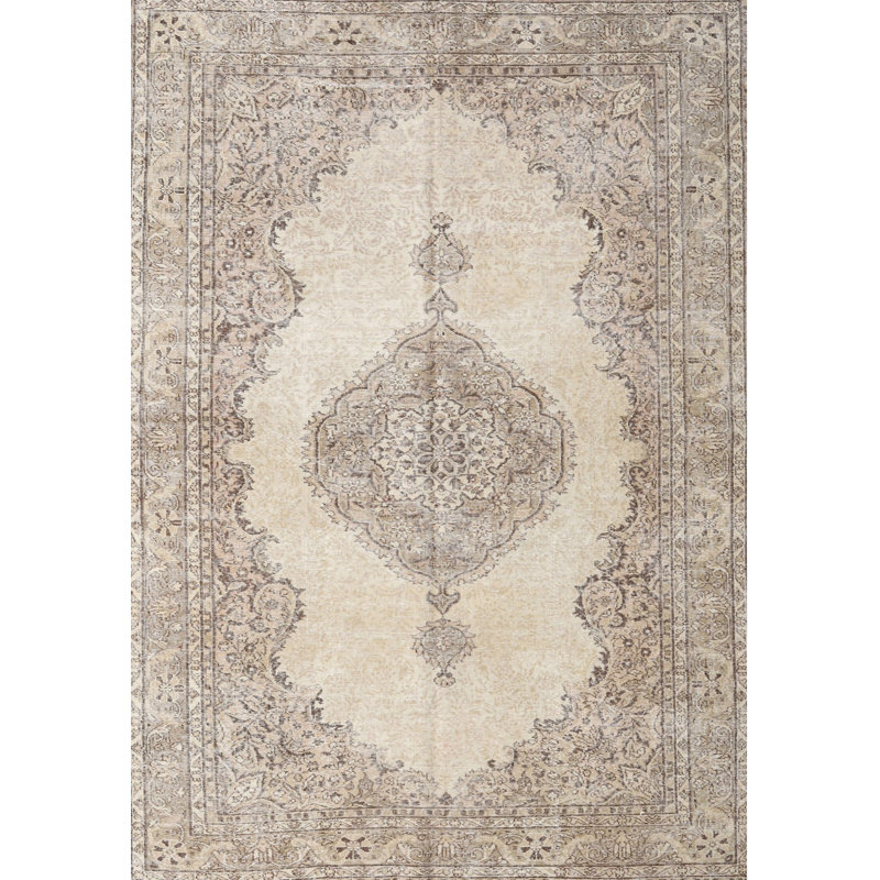Tapis crème/gris/rouge traditionnel Kleban, Rectangle 5 pi x 7 pi