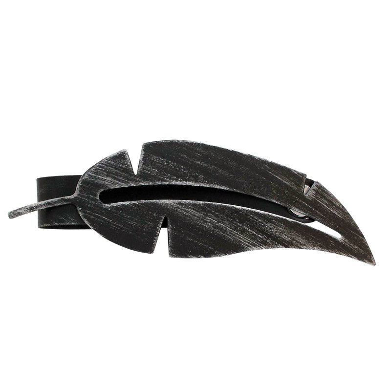 Black Silver Metal Feather Magnetic Curtain Tieback