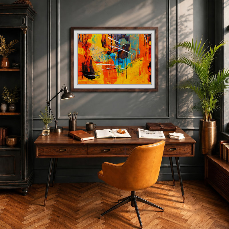 Abstract Vol.474 by S.Johnson - Wall Art, Walnut, 45cm H x 63cm W x 2cm D