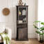 Armoire avec porte vitrée pour rangement dans la cuisine - tiroir et tablettes de style rétro brun