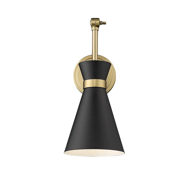 Xaine Steel Swing Arm Sconce, Modern Gold, Matte Black