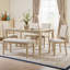 Ensemble de salle à manger Taverno 6 pièces en chêne clair, table de 147 cm + banc + 4 chaises rembourrées, 6 places, lin beige, capacité de charge de 150 kg
