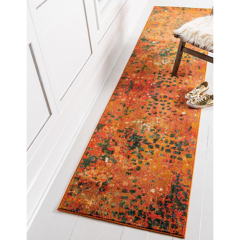 Tapis à motif géométrique coquelicot Meadow, Tapis de couloir 2 pi 7 po x 10 pi
