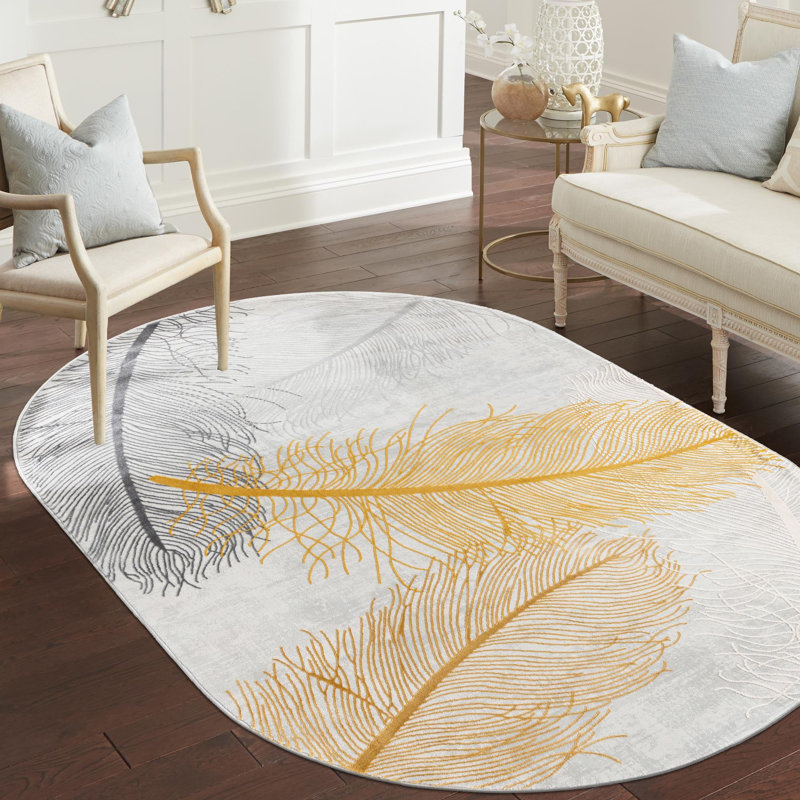 Hollen Floral Indoor Rug, Oval 7'10" x 10'