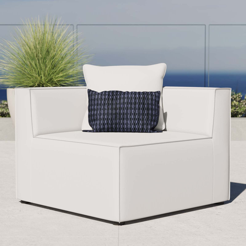 Fauteuil d'angle rembourré de patio Saybrook, Sunbrella® blanc