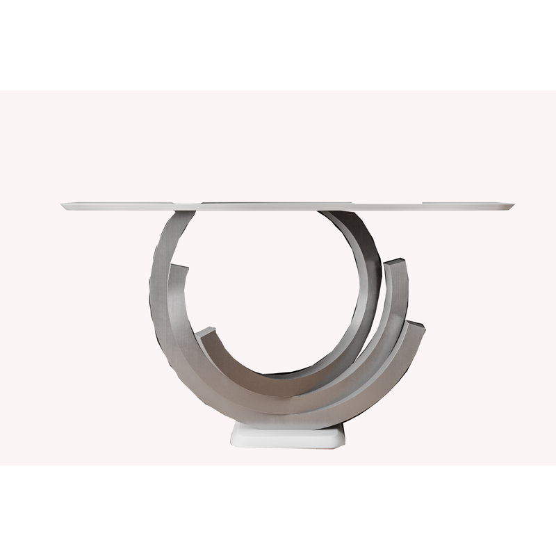 Ensemble de console et miroir 70,87 ", H 31,5 po x l 47,24 po x P 13,78 po, Blanc / Argent
