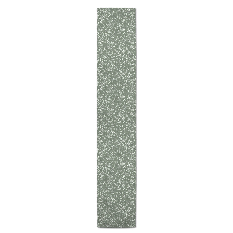 Chemin de table Maribeth, Sauge vert, 90 po x 16 po, Floral
