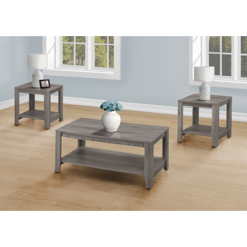 Ensemble de table basse moderne de trois articles - tables pour le salon de style campagnard, Grey