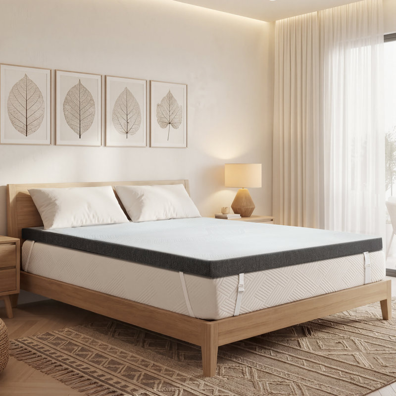Memory Foam Mattress Topper With Soft Ventilated Mattress Pad Cover, Bed Topper For Back Pain & Pressure Relief, Queen, 3"