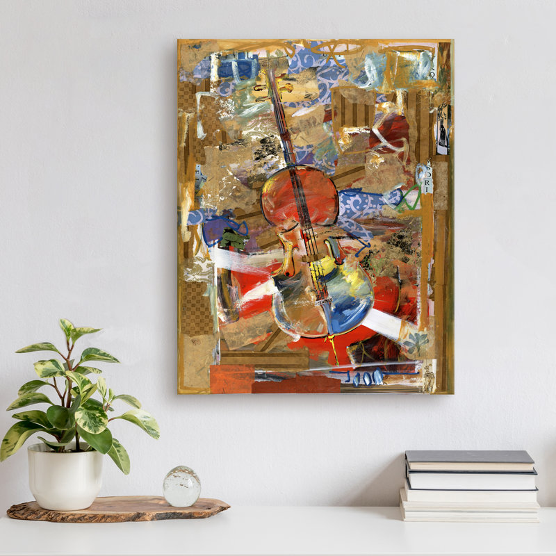 Violoncelle - reproduction sur toile tendue, H 30 po x l 20 po x P 1,5 po