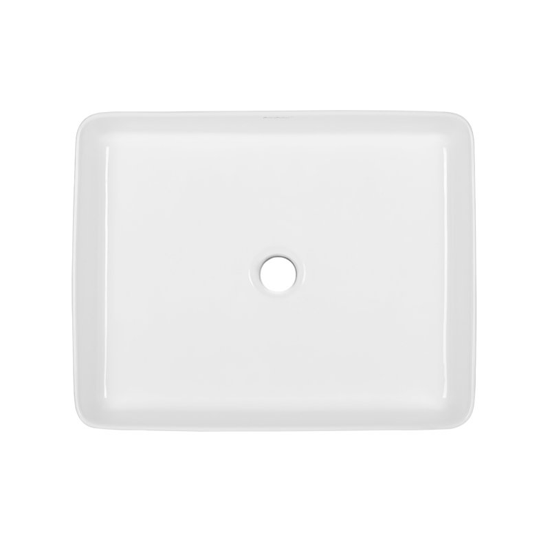 White Ceramic Above-Counter Rectangular Vessel Sink
