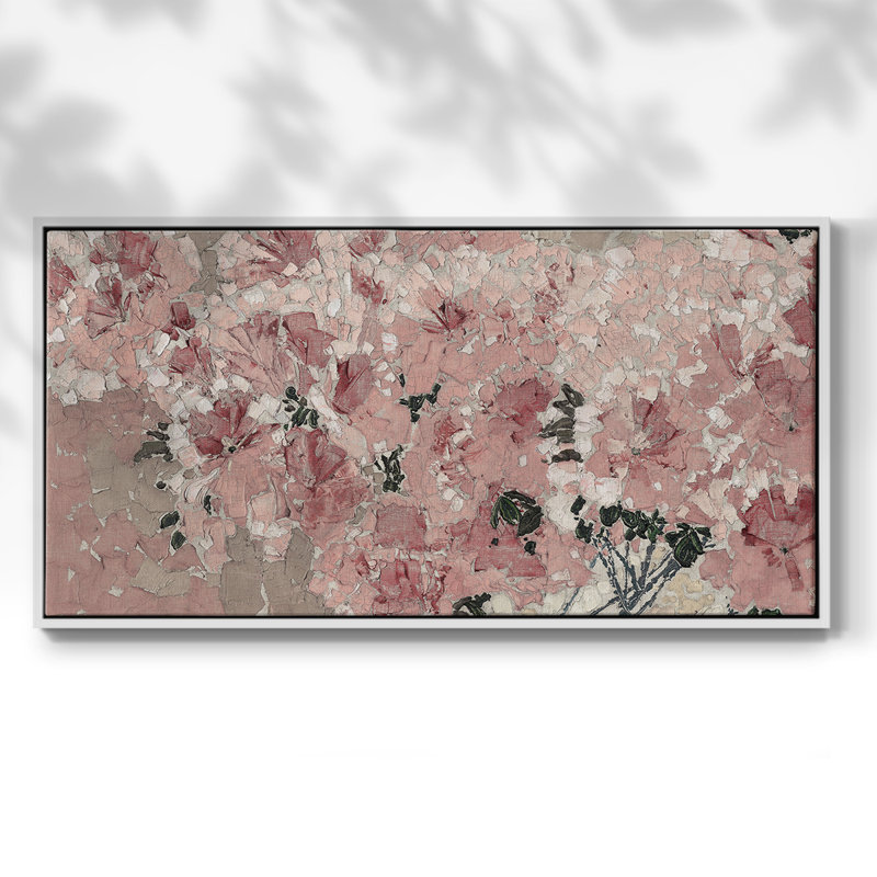 Botanical Series-CECXCVI- Toile tendue avec châssis encadré - Prêt à être accroché, H 25 po x l 49 po, Blanc