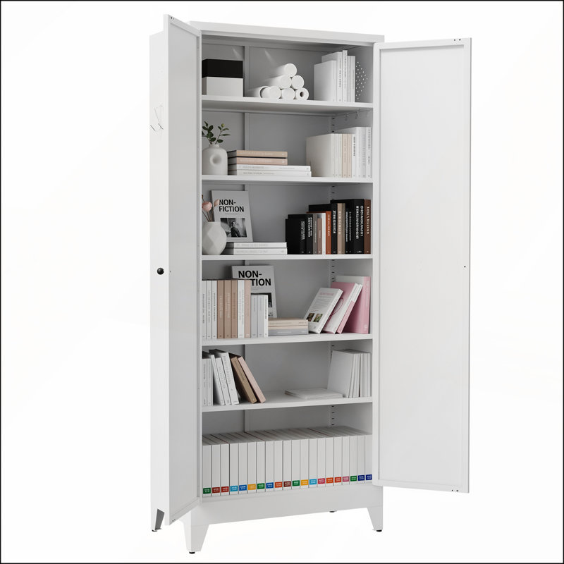 Garde-manger 75 po en métal blanc avec 5 tablettes réglables