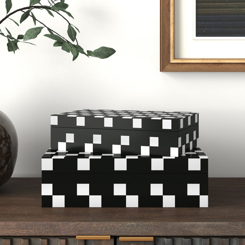 Sergio 2 Piece Handmade Resin Decorative Box Set
