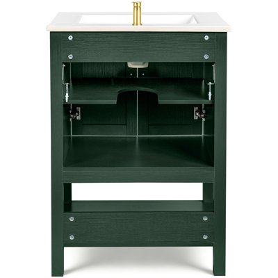 24'' Green Vanity Cabinet With Ceramic Sink