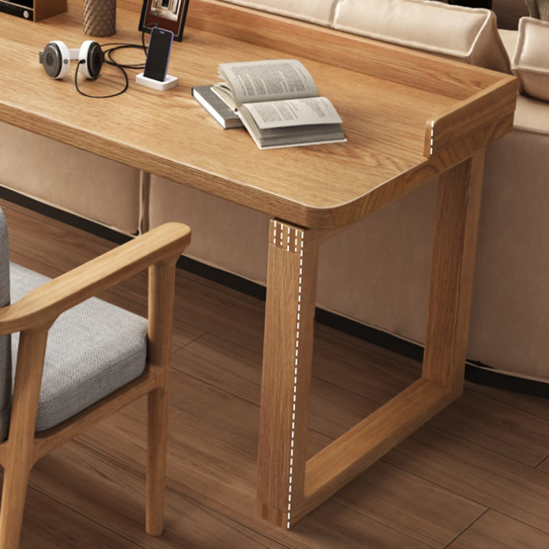 Light walnut Rectangular Solid Wood desk, 29.53" H x 78.74" W x 27.56" D