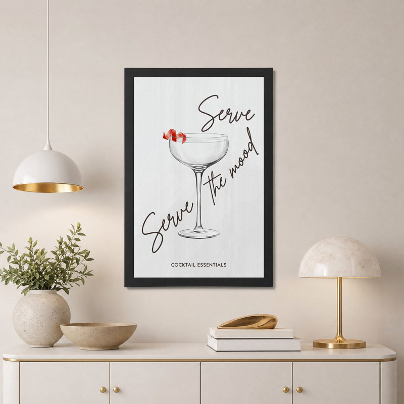 «Cocktail Glass» avec toile pelée rouge, art mural, H 24 po x l 16 po