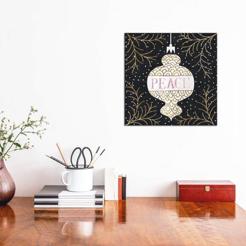 Jolly Holiday Ornaments Peace Metallic by Michael Mullan - Wrapped Canvas Print, 66.04 cm H x 66.04 cm W x 3.175 cm D