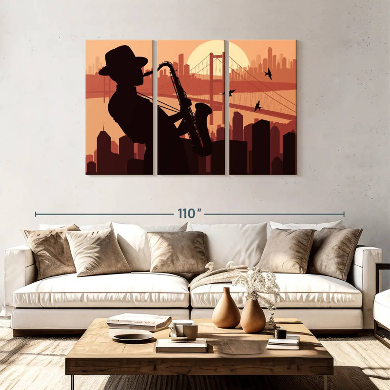 Silhouette de joueur de saxon Abarca, H 48 po x l 74 po