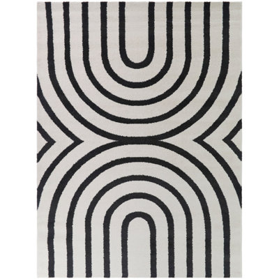 Lera Cream/Black Modern Arches Area Rug