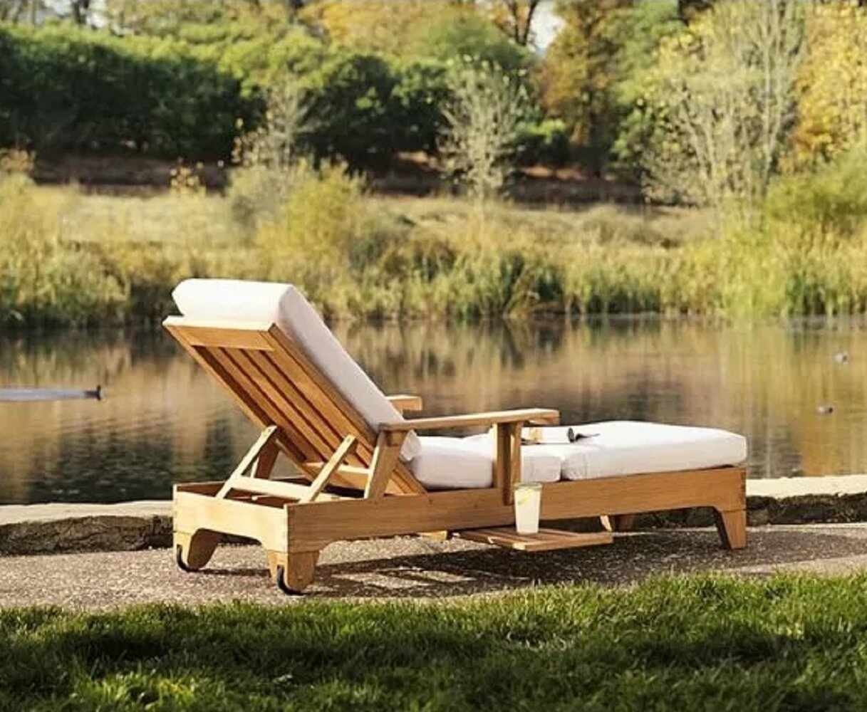 Highland Dunes Mair Outdoor Teak Chaise Lounge | Wayfair