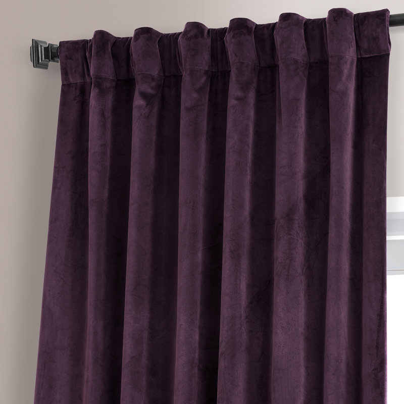 Loria Plush Velvet 100% Blackout Curtains For Bedroom, Living Room - Single Panel, 50" W x 96" L, Plum Blossom