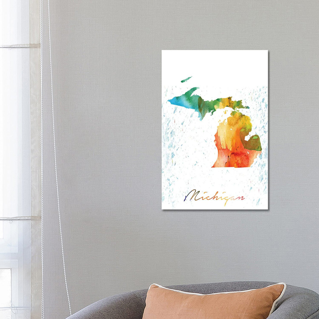 Michigan State Colourful - Wrapped Canvas Print