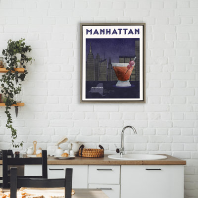 Cadre flottant rétro Manhattan Cocktail Cityscape, design par Brett Blumenthal