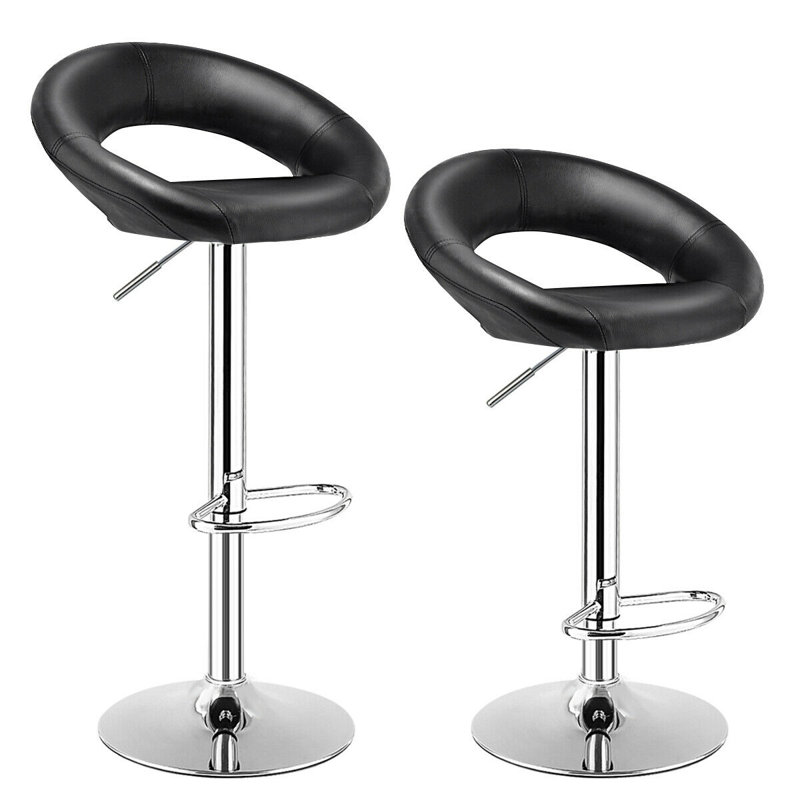 Molter Swivel Upholstered Adjustable Height Counter Stool, Black