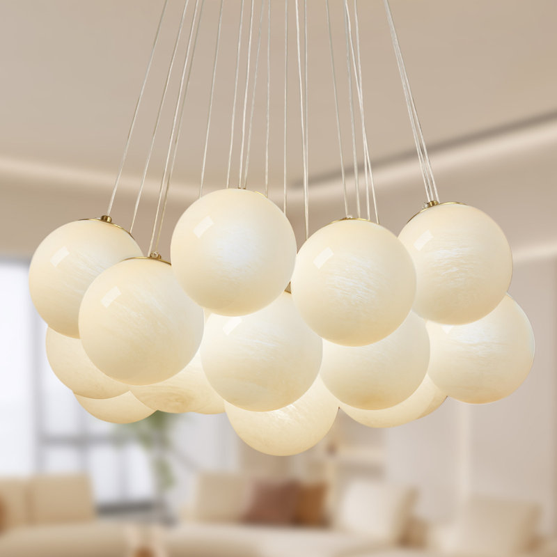Lustre à grandes boules 17,71 - 29,53 po 7-19 lumières, H 5,9 po x l 29,53 po x P 29,53 po