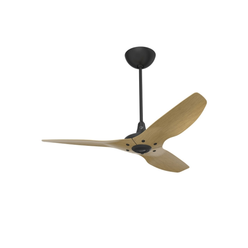 Haiku Smart Downrod Ceiling Fan, 52 inches, Black with Caramel Aluminum Blades