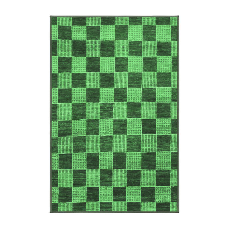 Washable Checkered Indoor Rug, Rectangle 2' x 3'