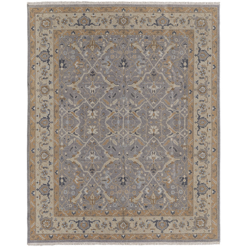 Corbitt Wool Oriental Area Rug in Gray, Rectangle 2' x 3'