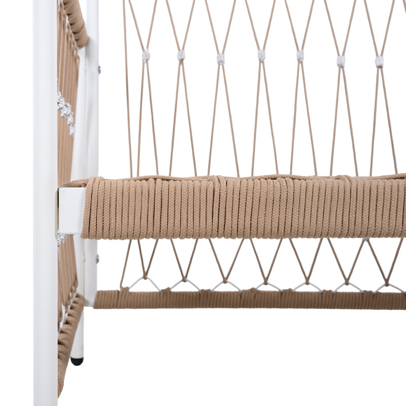 Binette Patio Woven Rope Lounge Chairs With Metal Frame & Cushions